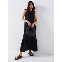 V By Very Tie Neck Maxi Dress - Black