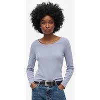 Superdry Fine Rib Scoop Neck Top - Blue