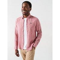 Barbour Linton Linen Long Sleeve Tailored Shirt - Dark Red