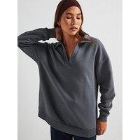 V By Very Oversized Longline Collar Detail Sweatshirt - Blue