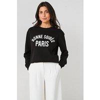 V By Very Paris Button Detail Sweatshirt - Black