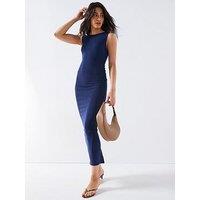 V By Very Sleeveless Ruched Side Dress - Navy