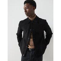 Selected Homme Nealy Long Sleeve Knitted Shirt Jacket - Black