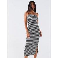V By Very Stripe Twist Front Dress - Mono