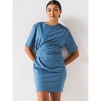 V By Very Drapped Side Tee Dress - Blue