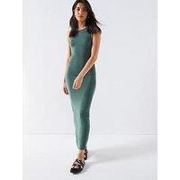 V By Very Sleeveless Ruched Side Dress - Khaki