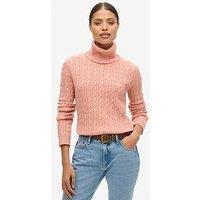 Superdry Fitted Cable Roll Neck Jumper - Pink