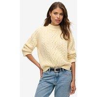Superdry Cable Mock Neck Jumper - White