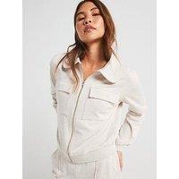 V By Very Collar Detail Zip Up Sweatshirt - Beige