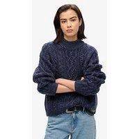 Superdry Cable Mock Neck Jumper - Navy