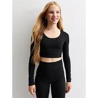 New Look 915 Girls Scoop Neck Cropped T-Shirt - Black