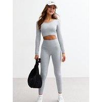 New Look 915 Girls Grey Ribbed Jersey Scoop Neck Top