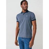Barbour Shell Printed Short Sleeve Polo Shirt - Navy