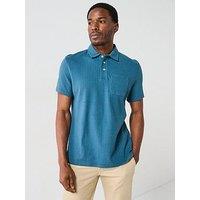 Barbour Dymchurch Seersucker Short Sleeve Polo Shirt - Blue