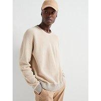 Selected Homme Brion Long Sleeve Relaxed Crew Neck Knitted Jumper - Cream