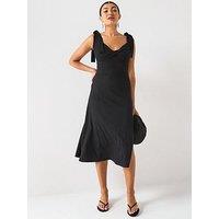 V By Very Rib Twist Front Dress - Black
