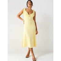 V By Very Rib Twist Front Dress - Yellow