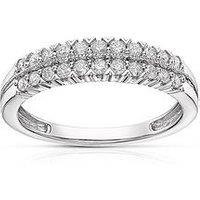 H. Samuel 9Ct White Gold Engagement Ring. Double Row 0.33Ct Diamond Eternity Engagement Ring