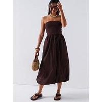 V By Very Puff Ball Midi Dress - Brown
