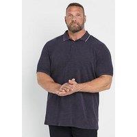 Badrhino Big & Tall Textured Tipped Polo Shirt - Purple