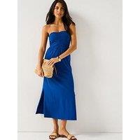 Everyday Ruched Bandeau Midi Dress - Blue