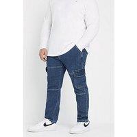 Badrhino Stretch Slim Fit Cargo Jeans 30" - Blue