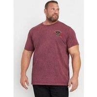 Badrhino Big & Tall Acid Wash Print T-Shirt - Red