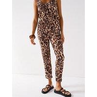 Everyday Tapered Leg Trouser - Brown Print