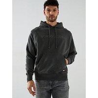 Tommy Jeans Relaxed Label Logo Hoodie - Black