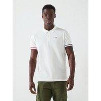Tommy Jeans Slim Fit Flag Cuff Polo Shirt - Off White