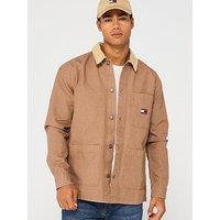 Tommy Jeans Canvas Cord Overshirt - Light Brown