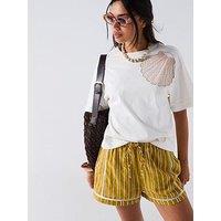 V By Very Embroidered Shell T-Shirt - White