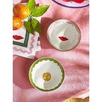 Eleanor Bowmer Electric Coast Set Of 2 Nibble Bowls Sun & Lips