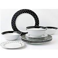 Waterside White & Black Star 12 Piece Dinner Set