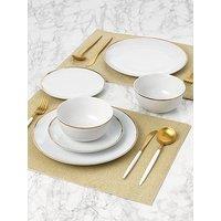 Waterside White And Gold Lined 12 Piece Dinner Set