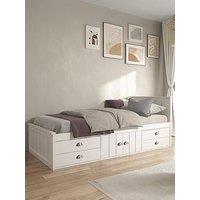 Very Home Atlanta Kids Single Bed With Drawer And Cupboard Storage Plus Mattress Options (Buy & Save!) - White - Bed Frame With Premium Mattress