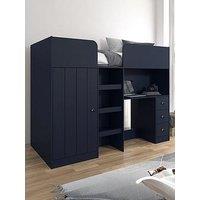 Very Home Atlanta High Sleeper Bed With Mattress Options (Buy & Save!) - Navy - Bed Frame With Standard Mattress