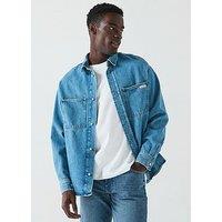 Calvin Klein Jeans Relaxed Denim Long Sleeve Shirt - Blue