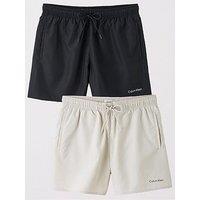 Calvin Klein Small Logo Black/White 2 Pack Swimshorts - Black
