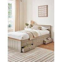 Very Home Atlanta Kids Single Bed With Drawer And Cupboard Storage Plus Mattress Options (Buy & Save!) - Light Grey/Oak - Bed Frame With Standard Mattress