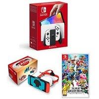 Nintendo Switch Oled Nintendo Switch Hw (Oled Model) White & Super Smash Bros Ultimate & Vr Switch Headset V2