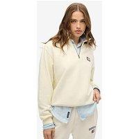 Superdry Athletic Collared Half Zip Sweatshirt - Off White