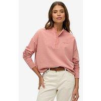 Superdry Embroidered Logo Button Sweatshirt - Pink