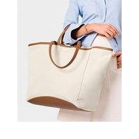 Katie Loxton Siena Canvas Oversized Tote Bag In Canvas / Cognac