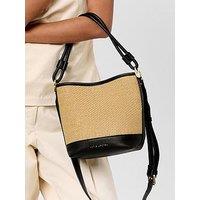 Katie Loxton Riviera Raffia Bucket Bag In Black