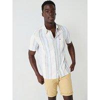 Tommy Jeans Slub Multi Stripe Short Sleeve Shirt - White