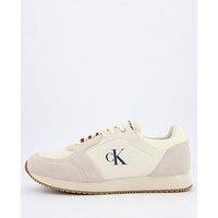 Calvin Klein Runner Sock Lace Up Logo Trainers - Natural