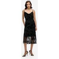 Superdry Lace Cowl Midi Slip Dress - Black