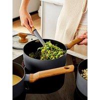 Swan Nordic 4-Piece Pan Set, Grey With Wooden Accents