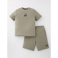 Ea7 Emporio Armani Boys Multi Logo T-Shirt And Shorts Set - Green